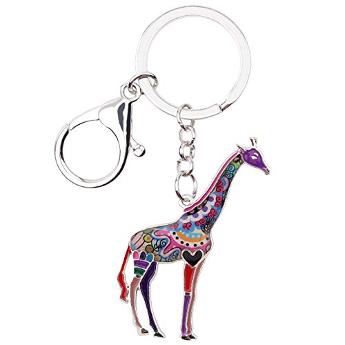 WEVENI Legierung Bunte Giraffe Schlüsselanhänger Zubehör Emaille Schmuck Geschenke Für Frauen Mädchen Tasche Auto Brieftasche Charms (Violett) von WEVENI JEWELRY