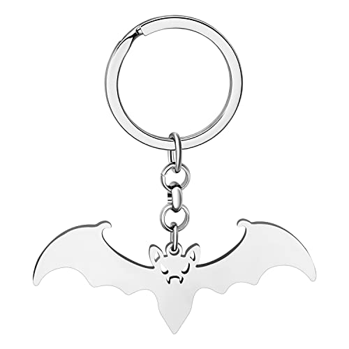 WEVENI Neuheit Halloween Sensenmann Schlüsselanhänger Schädel Schlüsselanhänger Autotasche Geldbörse Zubehör Charms für Frauen Mädchen Schädel Geschenke (Fledermaus Silber) von WEVENI JEWELRY