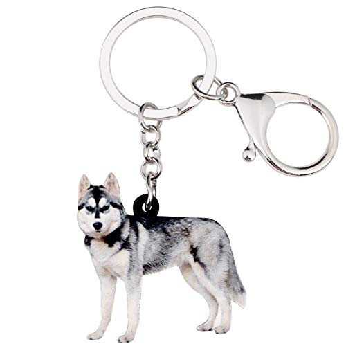 WEVENI Schlüsselanhänger, aus Acryl, Sibirischer Husky-Hund, modischer Schmuck, für Frauen und Mädchen von WEVENI JEWELRY