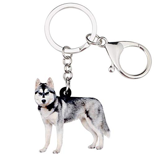 WEVENI Schlüsselanhänger, aus Acryl, Sibirischer Husky-Hund, modischer Schmuck, für Frauen und Mädchen von WEVENI