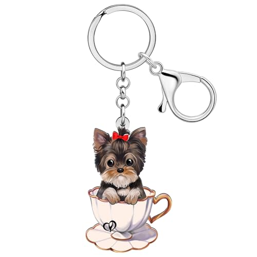 WEVENI Schlüsselanhänger Yorkshire Terrier aus Acryl, Yorkshire Terrier, für Damen und Mädchen, Handtaschen-Charm, Schmuck, Yorkshire Terrier B, W2L2 von WEVENI JEWELRY