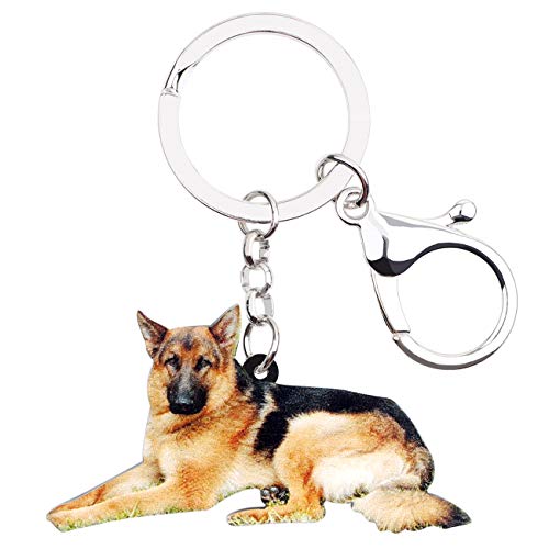 WEVENI Schlüsselanhänger aus Acryl, niedlicher Deutscher Schäferhund, Charm-Schlüsselanhänger, Schmuck für Frauen und Mädchen, Beige, 39mm x 53 mm von WEVENI JEWELRY