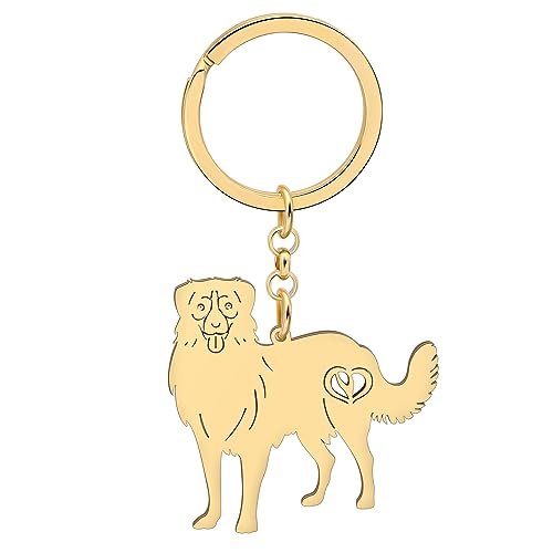 WEVENI Emaille Legierung Australian Shepherd Hund Schlüsselanhänger Süßes Haustier Schlüsselanhänger Geschenk Für Frauen Mädchen Tasche Auto Geldbörse (Vergoldeter Edelstahl) von WEVENI JEWELRY