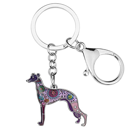 WEVENI Schlüsselanhänger für Windhund, Emaille, Legierung, Schlüsselanhänger, Geschenk, Auto, Geldbörse, Tasche, Anhänger für Frauen und Mädchen, violett von WEVENI JEWELRY