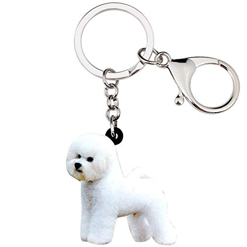 Weveni Schlüsselanhänger aus Acryl, Bichon Frisé, für Haustiere, Schlüsselanhänger, Geschenk für Frauen und Mädchen, Handtasche im Auto von WEVENI JEWELRY