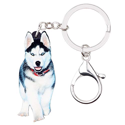 Weveni Schlüsselanhänger aus Acryl, Motiv: Siberian Husky, für Damen und Mädchen, für Auto, Tasche, börse - - 53mm x 22mm von WEVENI JEWELRY