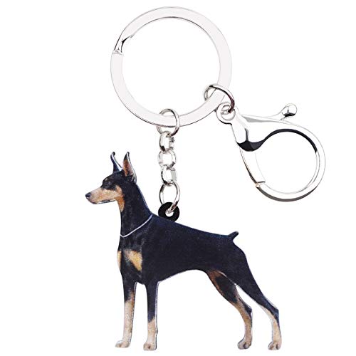 Weveni Schlüsselanhänger mit Dobermann-Motiv, aus Acryl, niedlicher Schmuck für Frauen und Mädchen, Tasche im Auto von WEVENI JEWELRY