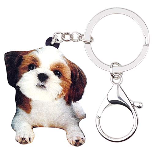 Weveni Schlüsselanhänger mit Shih Tzu Hund, Acryl, süßes Tier, Schlüsselanhänger für Frauen und Mädchen, Tasche, Autobörse von WEVENI JEWELRY