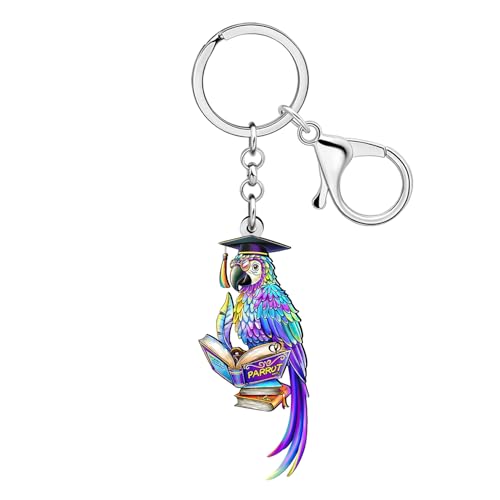 WEVENI Acryl Buch Papagei Schlüsselanhänger Vogel Zubehör Anerkennung Geschenke für Frauen Lehrer Ärzte Direktor Handtasche Charms (Lila) von WEVENI