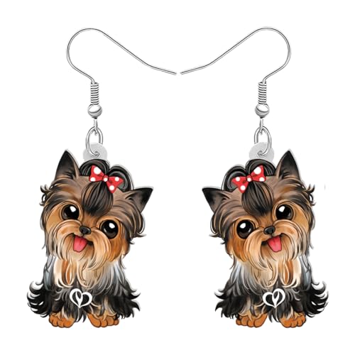 WEVENI Acryl Dalmatiner Hund Ohrringe Dangle Drop Welpe Haustier Schmuck Für Frauen Mädchen Geschenke (Yorkshire) von WEVENI