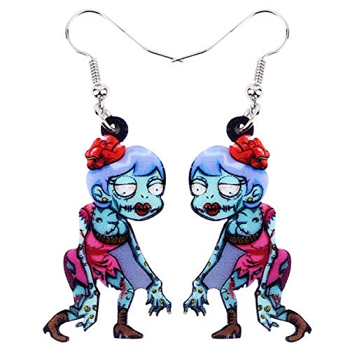 WEVENI Acryl Halloween Zombie Mumie Ohrringe Krankenschwester Mode Schmuck für Damen Frauen Mädchen Neuheit Geschenk (Blau) von WEVENI