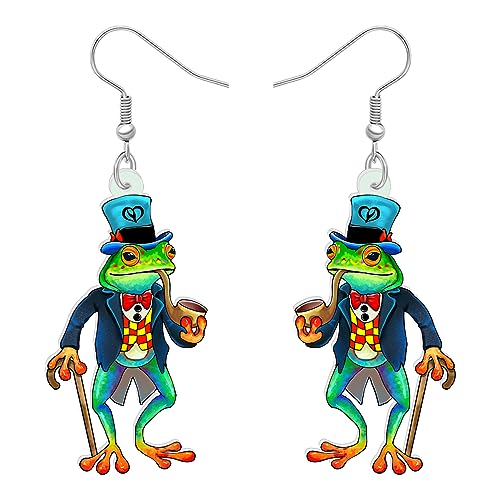 WEVENI Acryl Niedlich Frosch Ohrringe Baumeln Lustige Tierschmuck Für Frauen Mädchen Zubehör Geschenk (Frosch B) von WEVENI