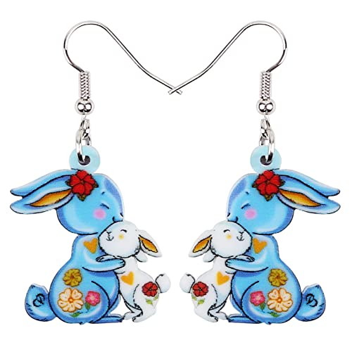 WEVENI Acryl Ostern Ohrringe Osterhase Kaninchen Dangle Schmuck Für Frauen Mädchen Charm Ostergeschenke (Himmel) von WEVENI