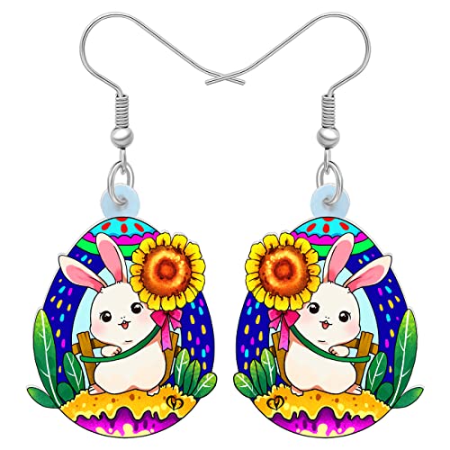 WEVENI Acryl Ostern Ohrringe Osterhase Kaninchen Dangle Schmuck Für Frauen Mädchen Charm Ostergeschenke (Marine) von WEVENI