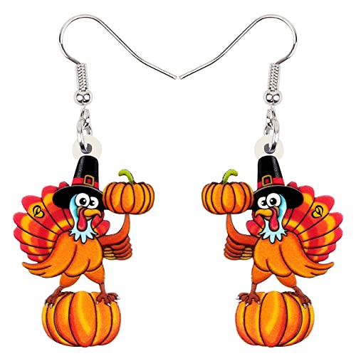 WEVENI Acryl Thanksgiving Kürbis Türkei Ohrringe Anime Huhn Dangle Drop Mode Schmuck für Frauen Mädchen Geschenk (Mehrfach) von WEVENI