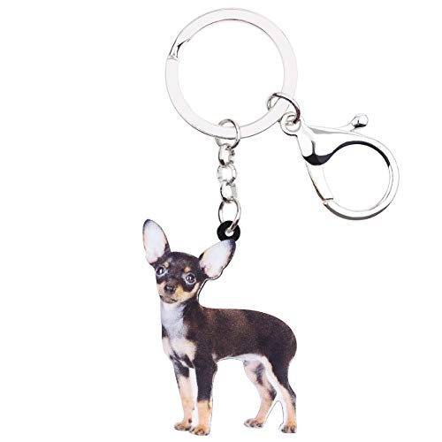 WEVENI Acryl niedlich Chihuahua Hund Schlüsselanhänger Haustier Schlüsselanhänger Schmuck für Frauen Mädchen Handtasche Handtasche Auto (Schwarz) von WEVENI