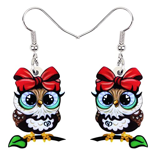 WEVENI Cute Acryl Eule Ohrringe Anhänger Cartoon Vogel Schmuck für Damen Mädchen Eule Liebhaber Geschenke (Kaffee) von WEVENI