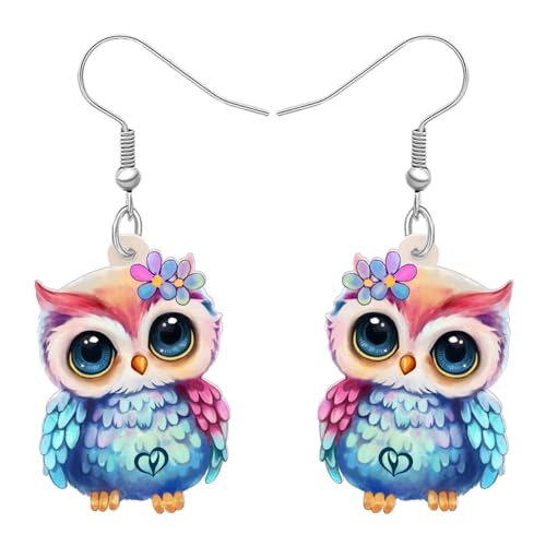 WEVENI Cute Acryl Eule Ohrringe Anhänger Cartoon Vogel Schmuck für Damen Mädchen Eule Liebhaber Geschenke (Niedliche Eule A) von WEVENI