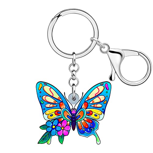 WEVENI Cute Butterfly Schlüsselanhänger Acryl Schmetterling Schlüsselring Tasche Auto Zubehör Geschenke für Frauen Mädchen (Himmel) von WEVENI