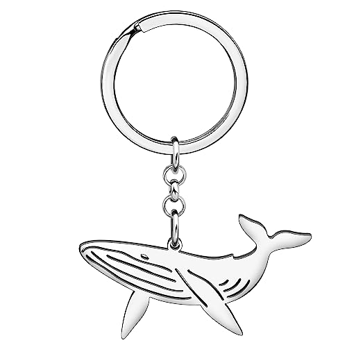 WEVENI Delfin Schlüsselanhänger Wal Schlüsselring Ringe Quallen Charms Fisch Schmuck für Damen Frauen Mädchen Meer Tiere Liebhaber (E Wal Silber) von WEVENI JEWELRY