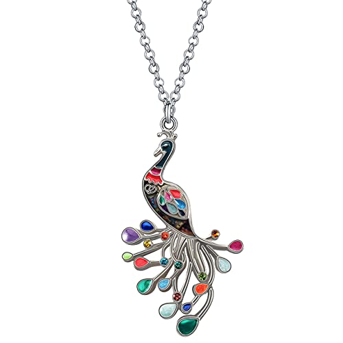 WEVENI Emaille Kristall Pfau Kette Halskette Vögel Anhänger für Frauen Mädchen Mode Schmuck Charme Peacock Geschenk (Mehrere) von WEVENI