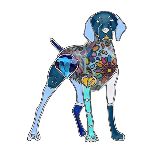 WEVENI Emaille Legierung Kristall Labrador Hund Brosche Pins Schal Anzug Kleid Schmuck Geschenke für Damen Mädchen (Blau) von WEVENI