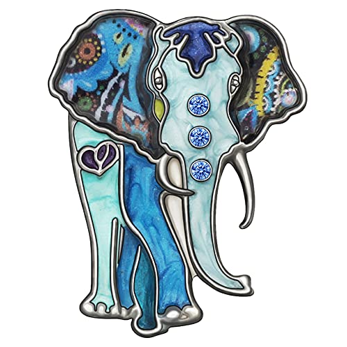 WEVENI Emaille Legierung Strass Elefanten Brosche Pins für Frauen Dame Mädchen Schal Kleid Anzug Zubehör Mode Schmuck Charme (Bläue) von WEVENI
