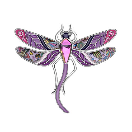 WEVENI Emaille Libelle Brosche Pins Für Frauen Damen Mädchen Mode Schmuck Schal Hut Dragonfly Zubehör Geschenk (Violett) von WEVENI