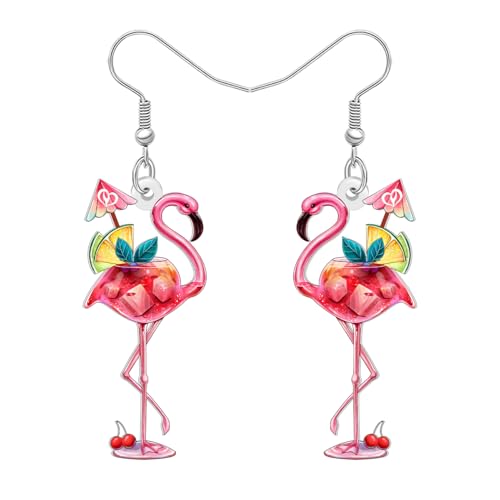 WEVENI Inspirierende Flamingo Geschenke Acryl Flamingo Ohrringe Hängend Tropischen Vögel Schmuck Tier Charms Motivationsgeschenke für Damen Mädchen Mutter Lehrer (Bunt) von WEVENI