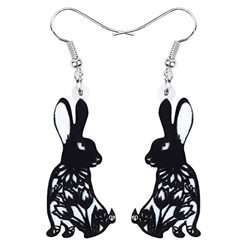 WEVENI Acryl Ostern Ohrringe Peeps Osterhase Kaninchen Dangle Drop Haustier Schmuck Für Frauen Mädchen Ostergeschenke (Schwarz) von WEVENI