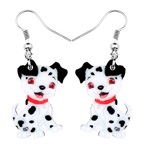 WEVENI Acryl Dalmatiner Hund Ohrringe Dangle Drop Welpe Haustier Schmuck Für Frauen Mädchen Geschenke (Weiß) von WEVENI