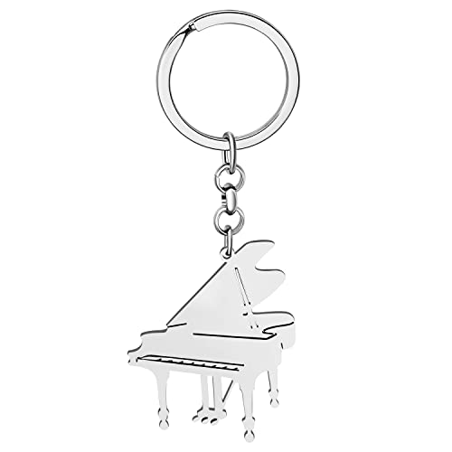 WEVENI Klavier Schlüsselanhänger Zierliche Edelstahl Klavier Schlüsselringe für Damen Mädchen Musikinstrumente Geschenke Autoschlüssel Charms (Versilbert) von WEVENI JEWELRY