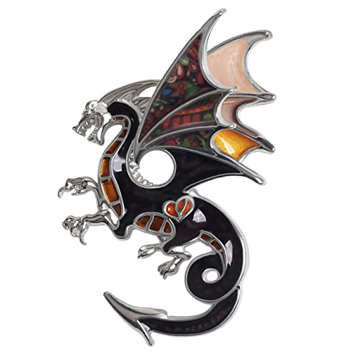 WEVENI Legierung Fantasy Dinosaurier Drache Brosche Emaille Pins für Frauen Dame Mädchen Mode Schmuck Geschenk (Braun) von WEVENI