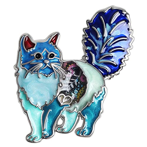 WEVENI Legierung elegante Katze Brosche Emaille Pin Kätzchen Anstecknadeln Schal Anzug Zubehör für Frauen Dame Mädchen Party Geschenk (Bläue) von WEVENI