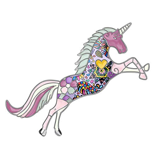 WEVENI Emaille Einhorn Brosche Pin Pferde Schmuck Geschenke Anzug Kleid Schal Zubehör Für Frauen Damen Schwester Mädchen (Violett) von WEVENI