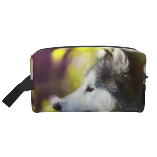 Alaskan Malamute Bokeh Haustiere Hunde süß, Make-up-Tasche, Kosmetiktasche, tragbare Reise-Kulturtasche, Make-up-Tasche, Organizer von WEVFGHI