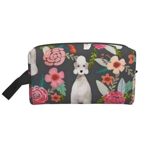 Bedlington Terrier Blumenhund, Make-up-Tasche, Kosmetiktasche, tragbare Reise-Kulturtasche, Make-up-Tasche, Organizer von WEVFGHI