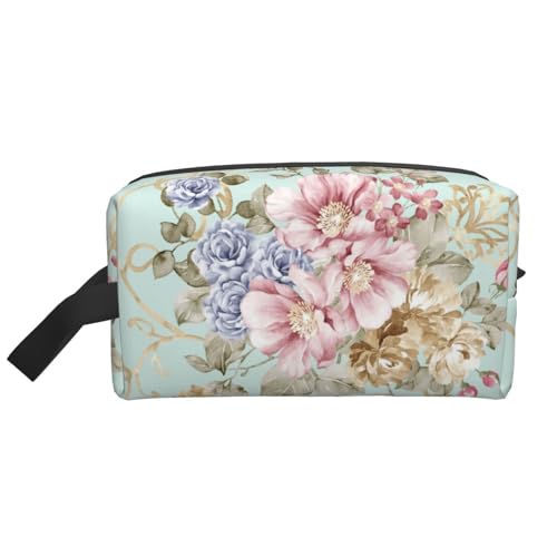 Blumenaquarell Blumenfrühling, Make-up-Tasche, Kosmetiktasche, tragbare Reise-Kulturtasche, Make-up-Tasche, Organizer von WEVFGHI