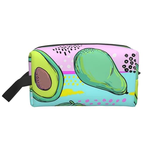 Bunte Handzeichnung Avocado, Make-up-Tasche, Kosmetiktasche, tragbare Reise-Kulturtasche, Make-up-Tasche, Organizer von WEVFGHI