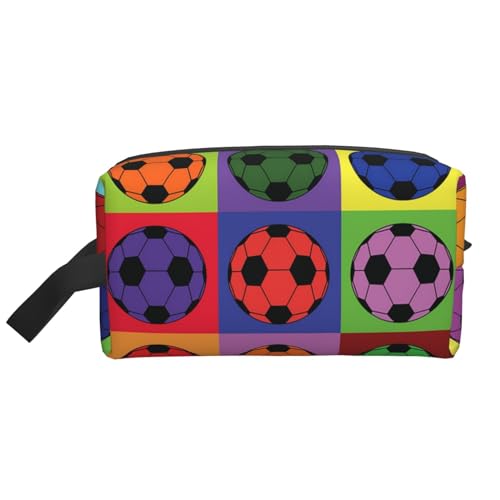 Bunter Fußball, Make-up-Tasche, Kosmetiktasche, tragbare Reise-Kulturtasche, Make-up-Tasche, Organizer von WEVFGHI