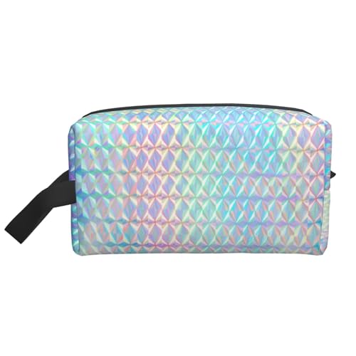 Buntes Regenbogen-Farbhologramm holographisch, Make-up-Tasche, Kosmetiktasche, tragbare Reise-Kulturtasche, Make-up-Tasche, Organizer von WEVFGHI