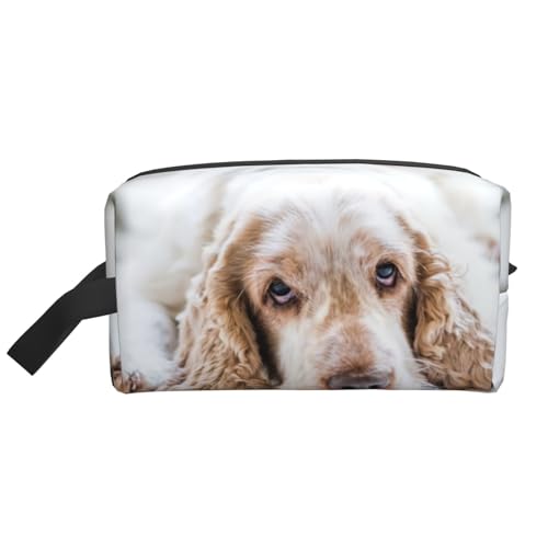 Cocker Spaniel Brown Spaniel Traurige Hunde Hunde Haustiere, Make-up-Tasche, Kosmetiktasche, tragbare Reise-Kulturtasche, Make-up-Tasche, Organizer von WEVFGHI