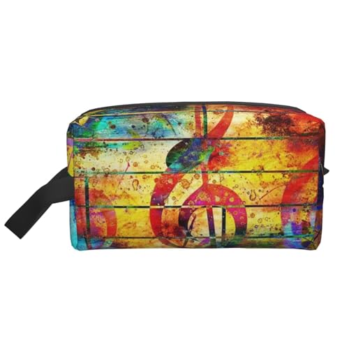 Drucken Sie Musiknote aus Buntem Holz, Make-up-Tasche, Kosmetiktasche, tragbare Reise-Kulturtasche, Make-up-Tasche, Organizer von WEVFGHI