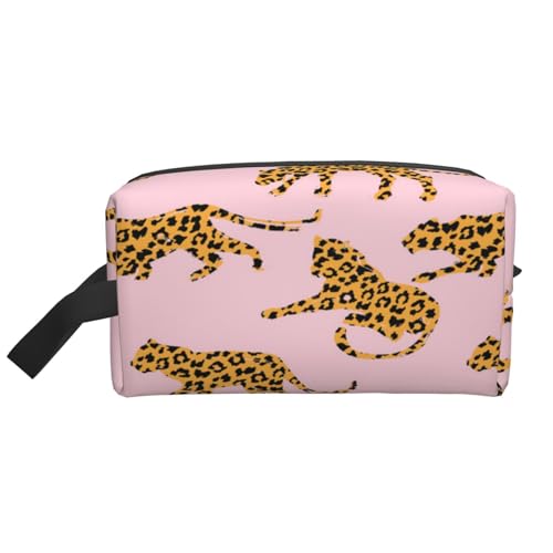 Exotischer Silhouetten-Leoparden-Druck, Make-up-Tasche, Kosmetiktasche, tragbare Reise-Kulturtasche, Make-up-Tasche, Organizer von WEVFGHI