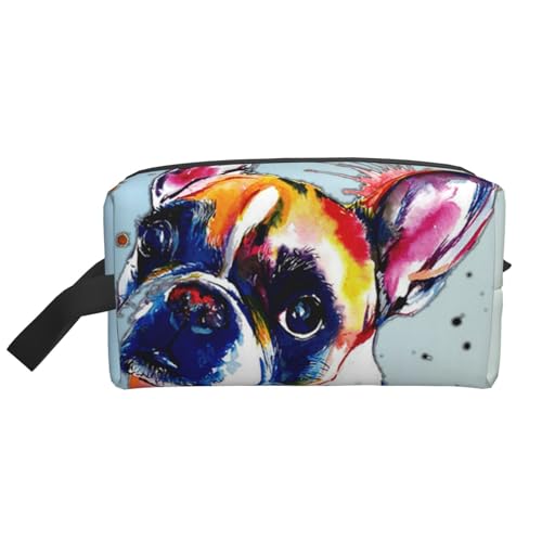 Französische Bulldogge-Malerei, Make-up-Tasche, Kosmetiktasche, tragbare Reise-Kulturtasche, Make-up-Tasche, Organizer von WEVFGHI