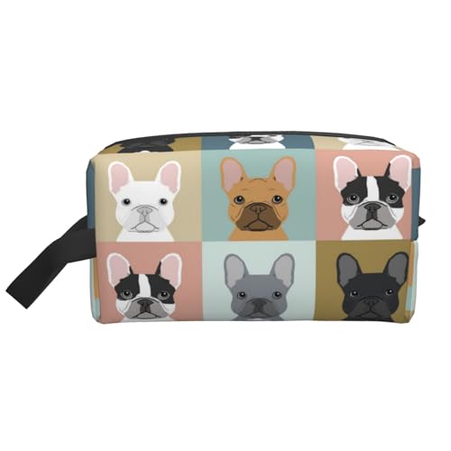 Frenchie-Hund, Make-up-Tasche, Kosmetiktasche, tragbare Reise-Kulturtasche, Make-up-Tasche, Organizer von WEVFGHI