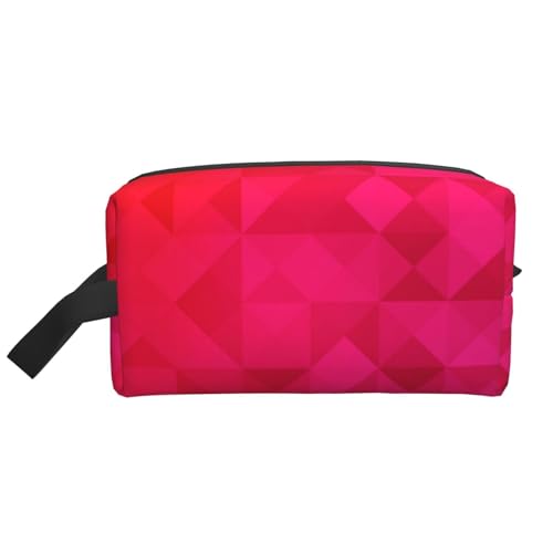 Fuchsia-Dreieck geometrisch, Make-up-Tasche, Kosmetiktasche, tragbare Reise-Kulturtasche, Make-up-Tasche, Organizer von WEVFGHI