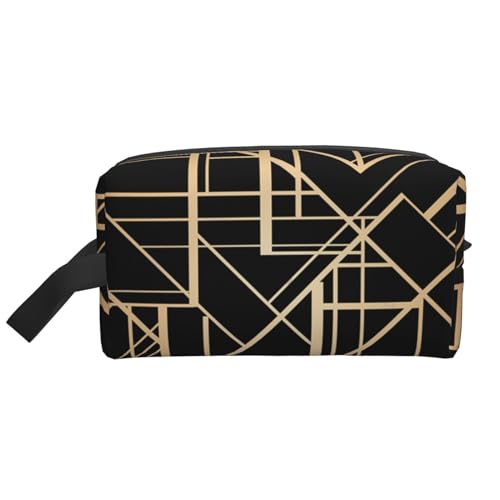 Geometrisches Muster im Art-Deco-Stil auf Zwei Seiten, Make-up-Tasche, Kosmetiktasche, tragbare Reise-Kulturtasche, Make-up-Tasche, Organizer von WEVFGHI