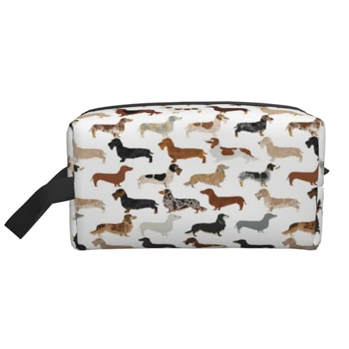 Glatte, drahthaarige, langhaarige Dackel, Hunde, Haustiere, Make-up-Tasche, Kosmetiktasche, tragbare Reise-Kulturtasche, Make-up-Tasche, Organizer von WEVFGHI