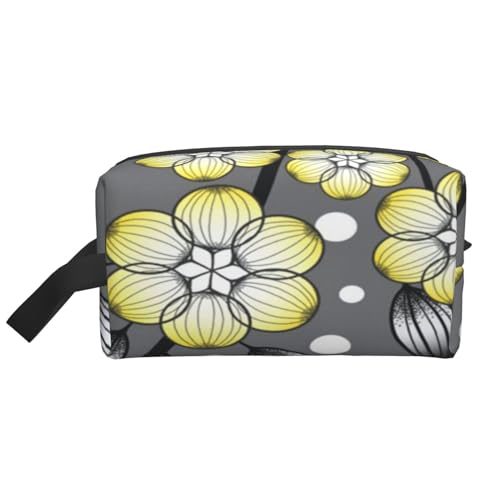 Graue und gelbe Sternblumen-Schneegrenze, Make-up-Tasche, Kosmetiktasche, tragbare Reise-Kulturtasche, Make-up-Tasche, Organizer von WEVFGHI